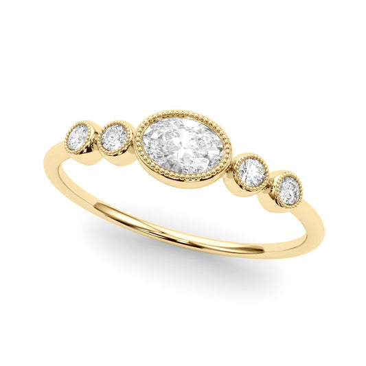 14K Yellow Gold Lab Grown Diamond 5 Stone Fashion Ring With Oval Center With 0.32 TCW Diamond (Lab Grown VS-SI1, E/F/G)