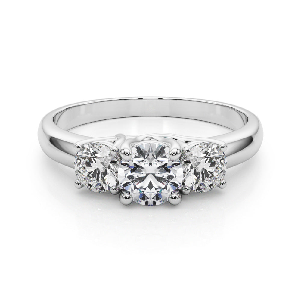 14K White Gold Lab Grown Diamond 3 Stone Engagement Ring Round With 1 TCW Diamond (Lab Grown VS-SI1, E/F/G)