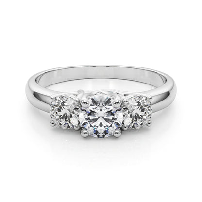 14K White Gold Lab Grown Diamond 3 Stone Engagement Ring Round With 1 TCW Diamond (Lab Grown VS-SI1, E/F/G)