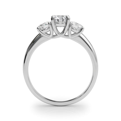 14K White Gold Lab Grown Diamond 3 Stone Engagement Ring Round With 1 TCW Diamond (Lab Grown VS-SI1, E/F/G)