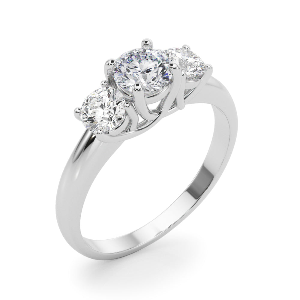 14K White Gold Lab Grown Diamond 3 Stone Engagement Ring Round With 1 TCW Diamond (Lab Grown VS-SI1, E/F/G)