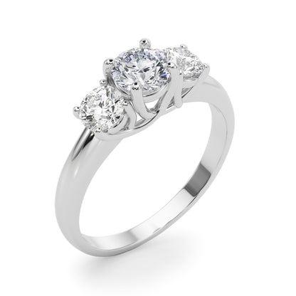 14K White Gold Lab Grown Diamond 3 Stone Engagement Ring Round With 1 TCW Diamond (Lab Grown VS-SI1, E/F/G)