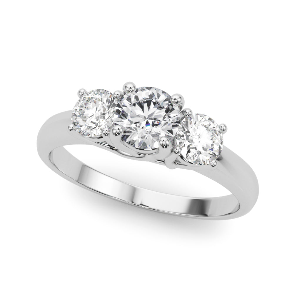 14K White Gold Lab Grown Diamond 3 Stone Engagement Ring Round With 1 TCW Diamond (Lab Grown VS-SI1, E/F/G)