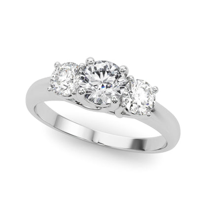 14K White Gold Lab Grown Diamond 3 Stone Engagement Ring Round With 1 TCW Diamond (Lab Grown VS-SI1, E/F/G)