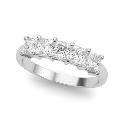14K White Gold Lab Grown Diamond 5 Stone Band Princess Cut With 1.95 TCW Diamond (Lab Grown VS-SI1, E/F/G)
