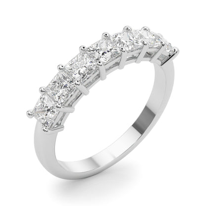 14K White Gold Lab Grown Diamond 7 Stone Band Princess Cut With 0.87 TCW Diamond (Lab Grown VS-SI1, E/F/G)