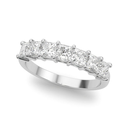 14K White Gold Lab Grown Diamond 7 Stone Band Princess Cut With 0.87 TCW Diamond (Lab Grown VS-SI1, E/F/G)