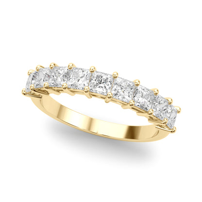 14K Yellow Gold Lab Grown Diamond 9 Stone Band Princess Cut With 1.35 TCW Diamond (Lab Grown VS-SI1, E/F/G)