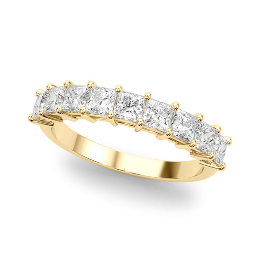 14K Yellow Gold Lab Grown Diamond 9 Stone Band Princess Cut With 1.35 TCW Diamond (Lab Grown VS-SI1, E/F/G)