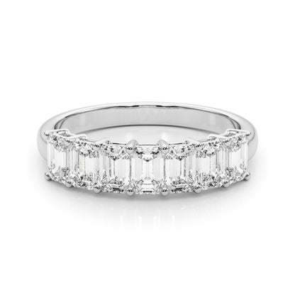 14K White Gold Lab Grown Diamond 7 Stone Band Emerald Cut With 0.98 TCW Diamond (Lab Grown VS-SI1, E/F/G)