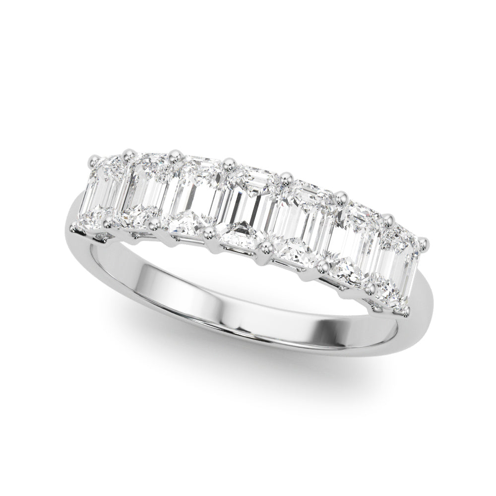 14K White Gold Lab Grown Diamond 7 Stone Band Emerald Cut With 0.98 TCW Diamond (Lab Grown VS-SI1, E/F/G)