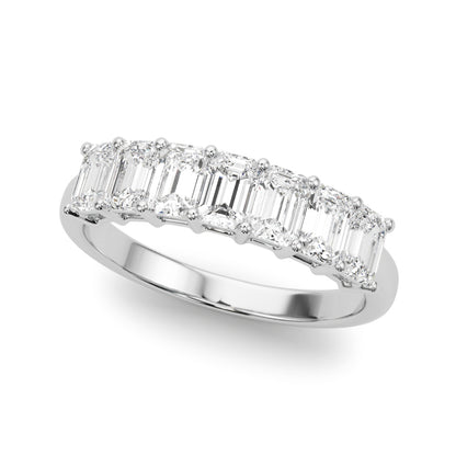 14K White Gold Lab Grown Diamond 7 Stone Band Emerald Cut With 0.98 TCW Diamond (Lab Grown VS-SI1, E/F/G)