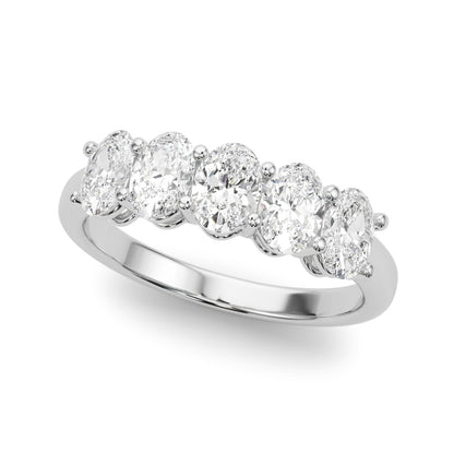 14K White Gold Lab Grown Diamond 5 Stone Band Oval With 1.15 TCW Diamond (Lab Grown VS-SI1, E/F/G)
