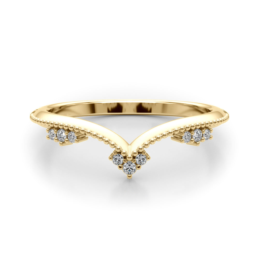 14K Yellow Gold Lab Grown Diamond Chevron Diamond Band With 0.06 TCW Diamond (Lab Grown VS-SI1, E/F/G)