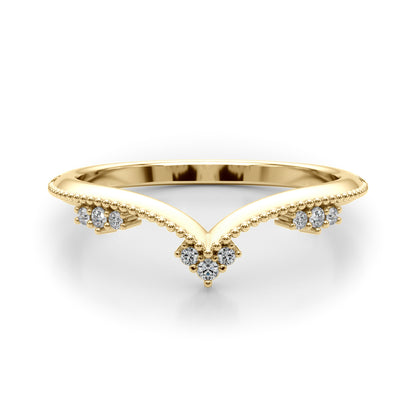 14K Yellow Gold Lab Grown Diamond Chevron Diamond Band With 0.06 TCW Diamond (Lab Grown VS-SI1, E/F/G)