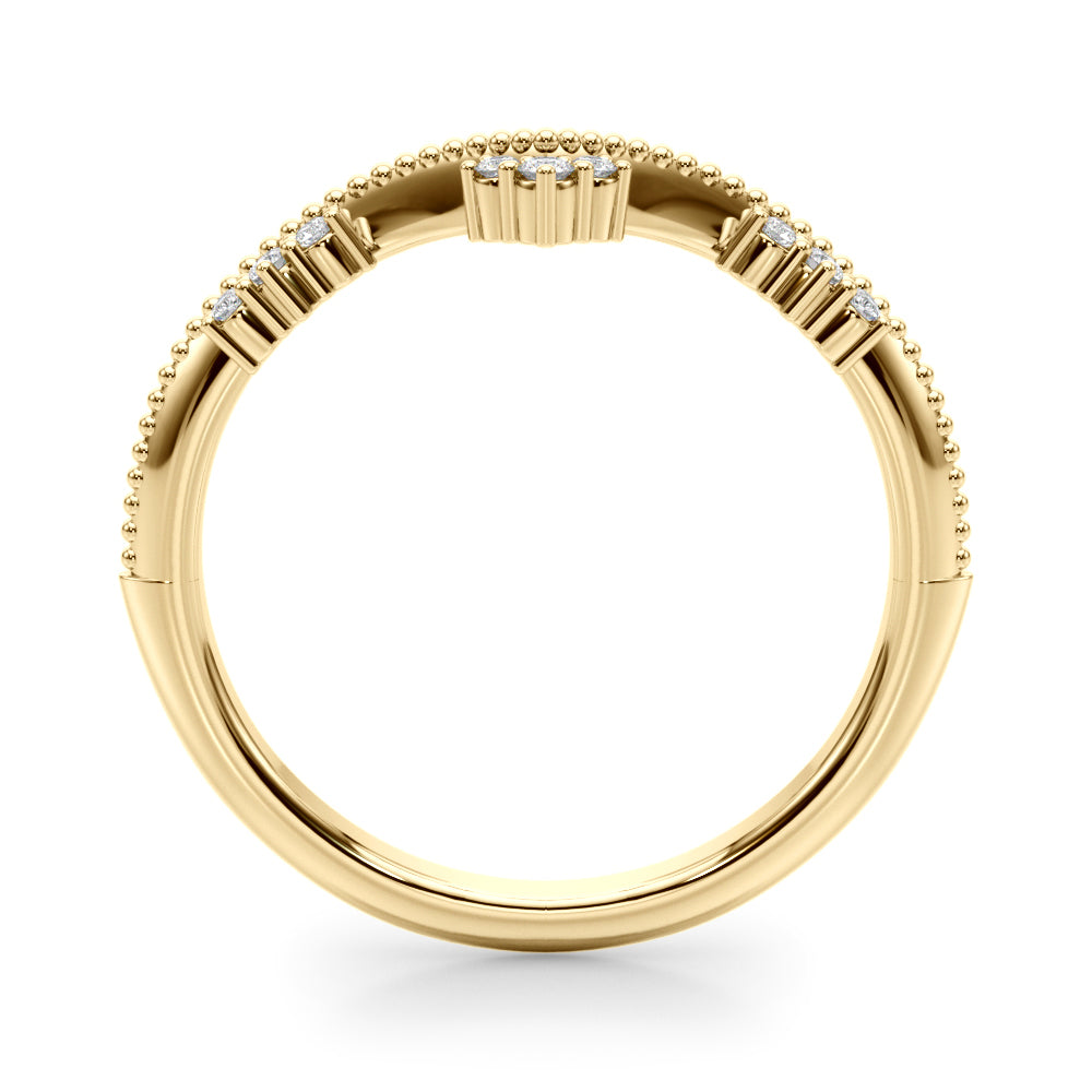 14K Yellow Gold Lab Grown Diamond Chevron Diamond Band With 0.06 TCW Diamond (Lab Grown VS-SI1, E/F/G)