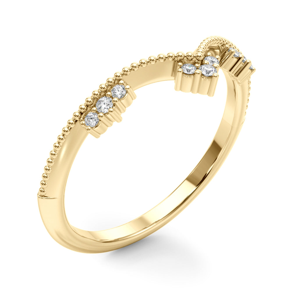 14K Yellow Gold Lab Grown Diamond Chevron Diamond Band With 0.06 TCW Diamond (Lab Grown VS-SI1, E/F/G)