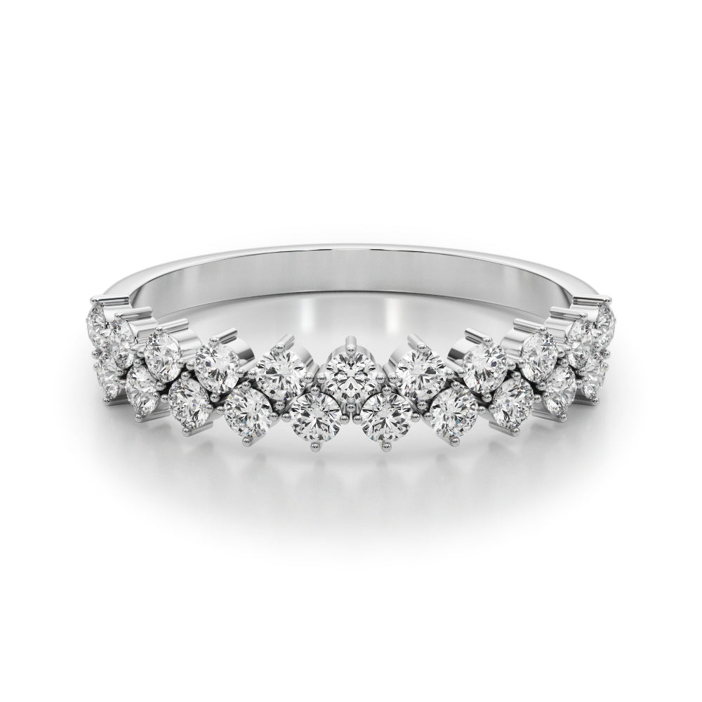 14K White Gold Lab Grown Diamond Two Row Band Round With 0.52 TCW Diamond (Lab Grown VS-SI1, E/F/G)