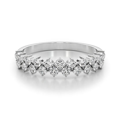 14K White Gold Lab Grown Diamond Two Row Band Round With 0.52 TCW Diamond (Lab Grown VS-SI1, E/F/G)