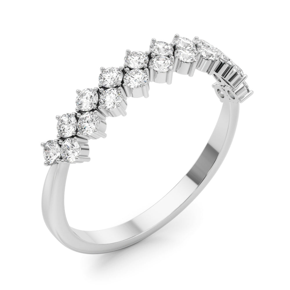 14K White Gold Lab Grown Diamond Two Row Band Round With 0.52 TCW Diamond (Lab Grown VS-SI1, E/F/G)