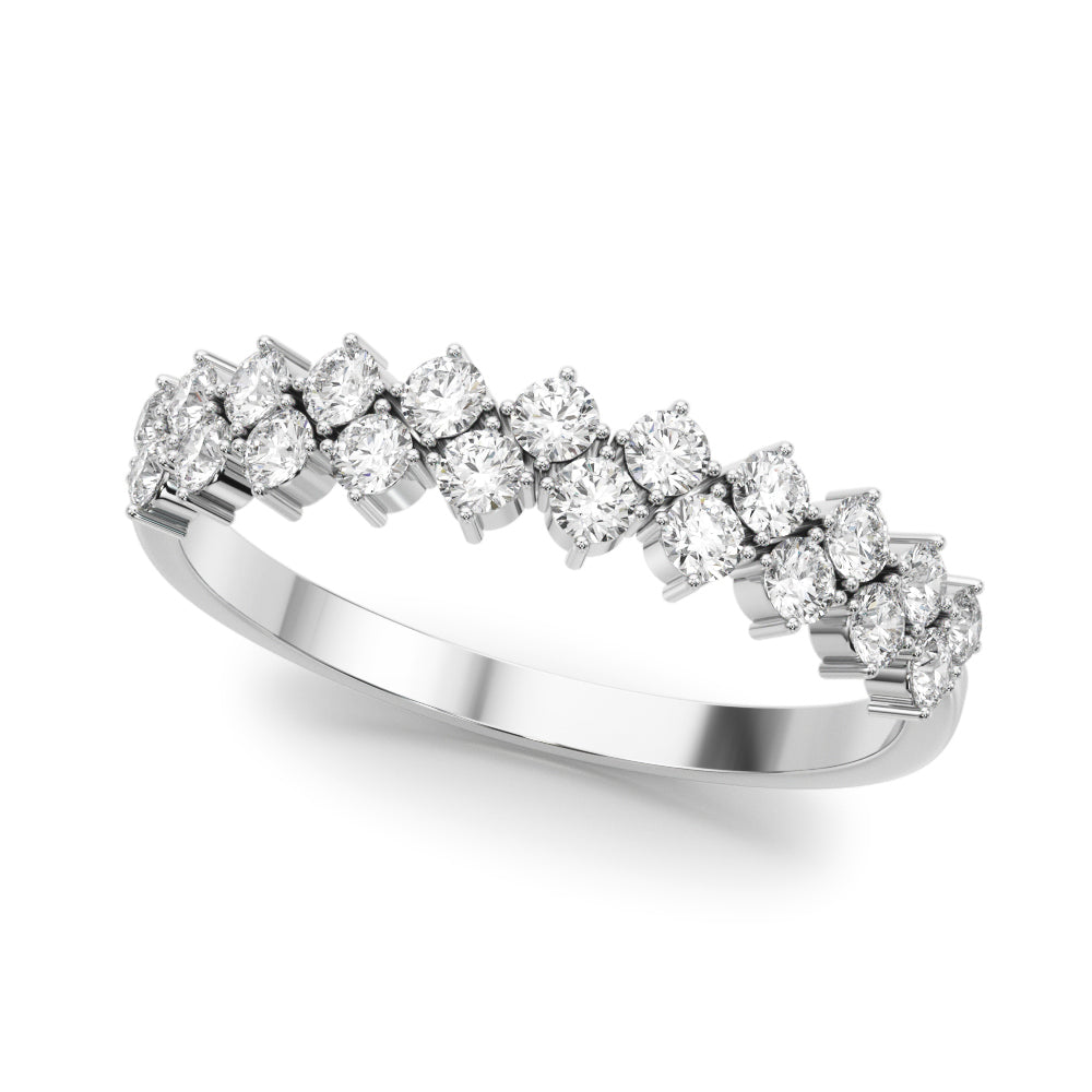 14K White Gold Lab Grown Diamond Two Row Band Round With 0.52 TCW Diamond (Lab Grown VS-SI1, E/F/G)