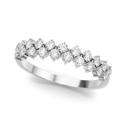 14K White Gold Lab Grown Diamond Two Row Band Round With 0.52 TCW Diamond (Lab Grown VS-SI1, E/F/G)
