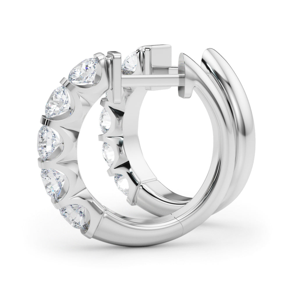 14K White Gold Lab Grown Diamond Hoop Earrings With 2 TCW Diamond (Lab Grown VS-SI1, E/F/G)