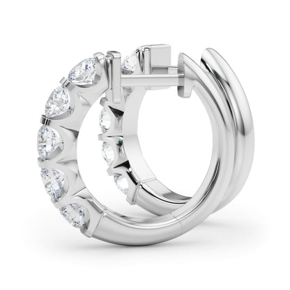 14K White Gold Lab Grown Diamond Hoop Earrings With 2 TCW Diamond (Lab Grown VS-SI1, E/F/G)