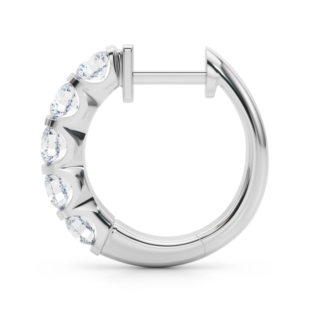 14K White Gold Lab Grown Diamond Hoop Earrings With 2 TCW Diamond (Lab Grown VS-SI1, E/F/G)