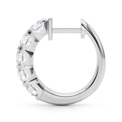 14K White Gold Lab Grown Diamond Hoop Earrings With 2 TCW Diamond (Lab Grown VS-SI1, E/F/G)