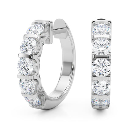 14K White Gold Lab Grown Diamond Hoop Earrings With 2 TCW Diamond (Lab Grown VS-SI1, E/F/G)