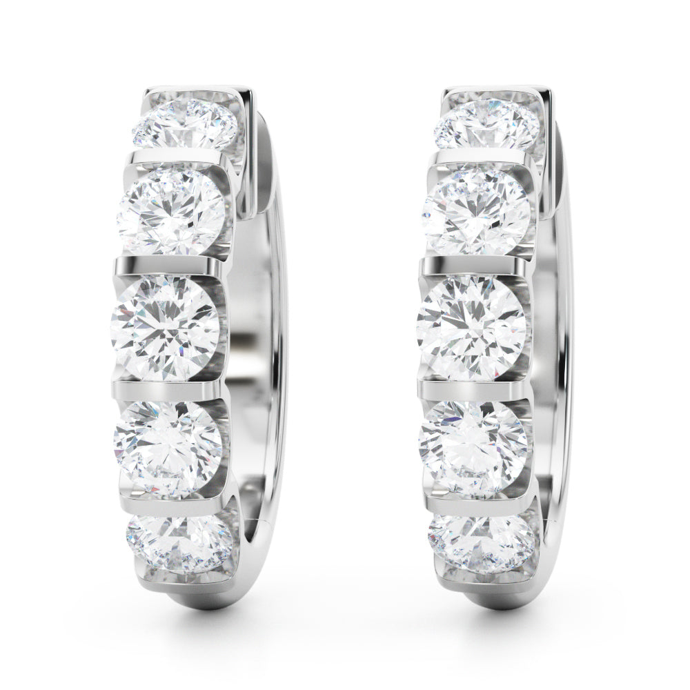 14K White Gold Lab Grown Diamond Hoop Earrings With 2 TCW Diamond (Lab Grown VS-SI1, E/F/G)