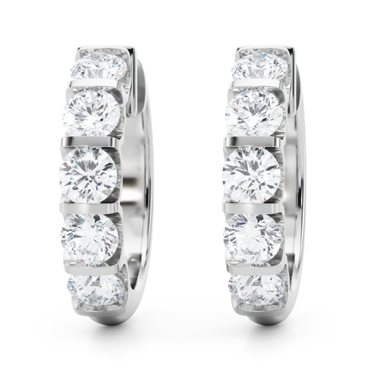 14K White Gold Lab Grown Diamond Hoop Earrings With 2 TCW Diamond (Lab Grown VS-SI1, E/F/G)