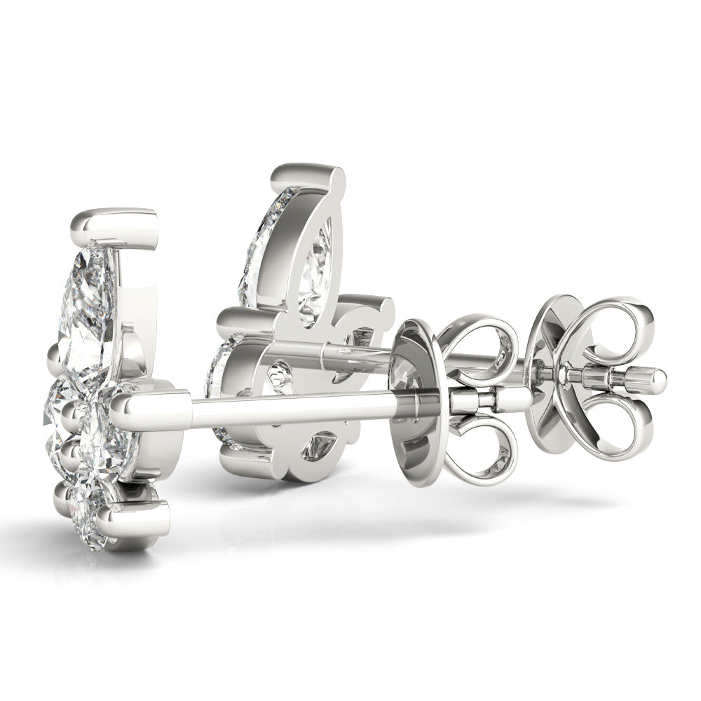 14K White Gold Lab Grown Diamond Earrings Marquise & Round With 0.64 TCW Diamond (Lab Grown VS-SI1, E/F/G)