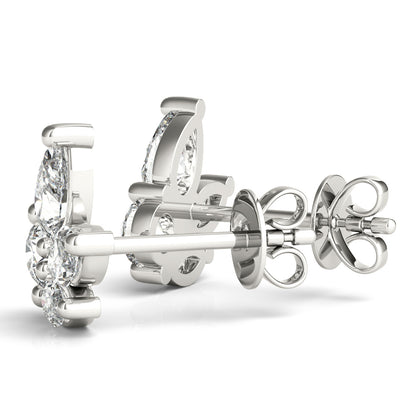 14K White Gold Lab Grown Diamond Earrings Marquise & Round With 0.64 TCW Diamond (Lab Grown VS-SI1, E/F/G)