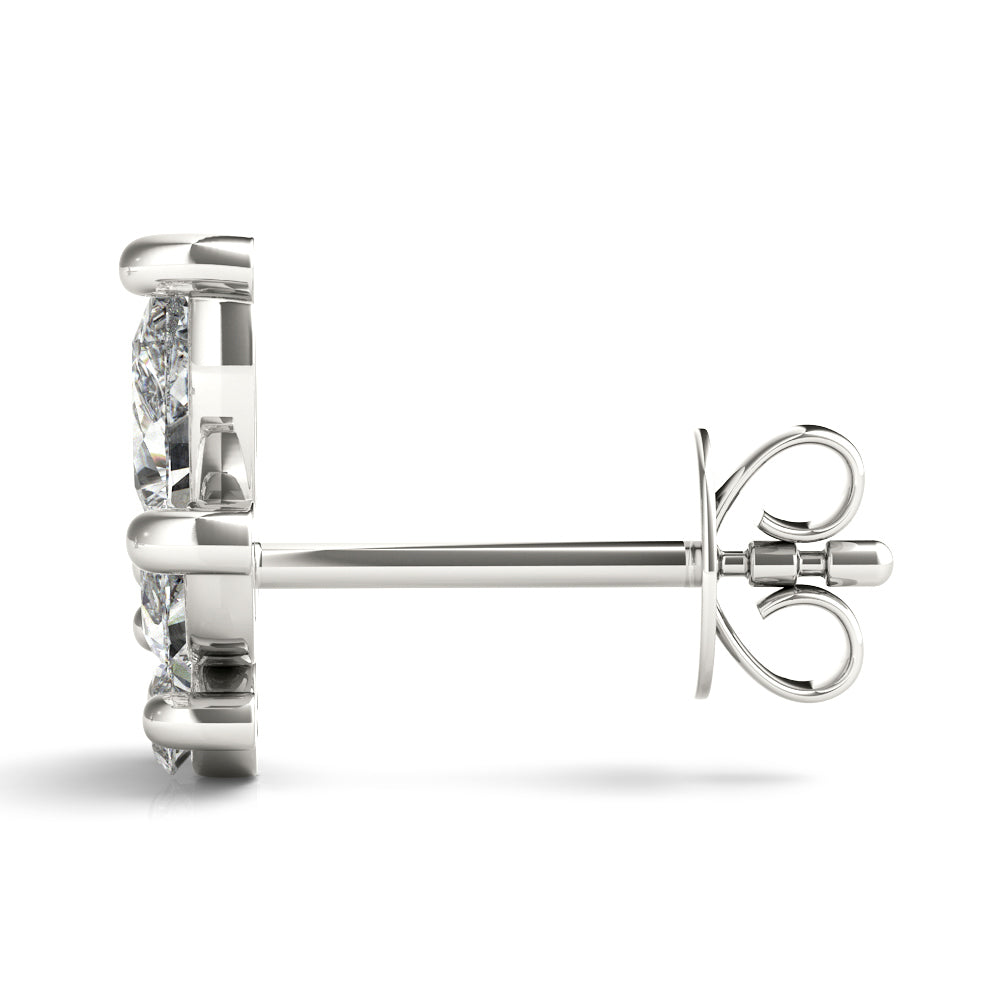 14K White Gold Lab Grown Diamond Earrings Marquise & Round With 0.64 TCW Diamond (Lab Grown VS-SI1, E/F/G)