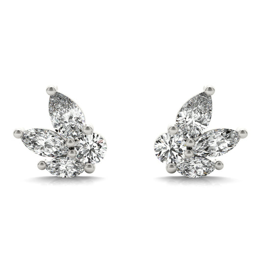14K White Gold Lab Grown Diamond Earrings Marquise & Round With 0.64 TCW Diamond (Lab Grown VS-SI1, E/F/G)