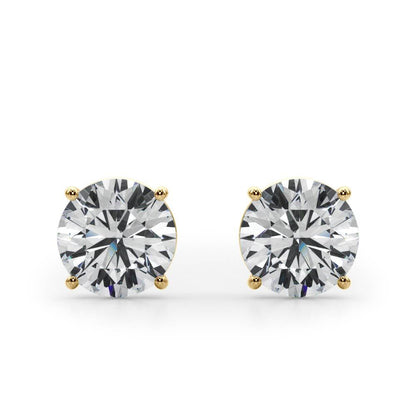 14K Yellow Gold (1.5 Cttw) 3/4ct 4 Prong Wire Stud Earring With 1.50 TCW Diamond (Lab Grown VS-SI1, E/F/G)