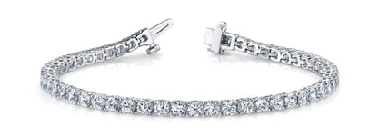14K White Gold Lab Grown Diamond 4 Prong In Line Tennis Bracelet With 4.65 TCW Diamond (Lab Grown VS-SI1, E/F/G)