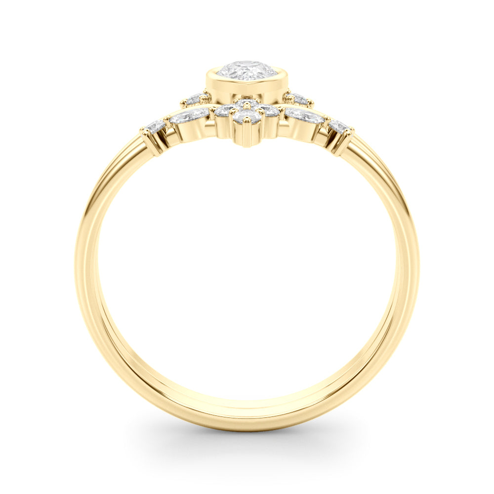 14K Yellow Gold Lab Grown Diamond Chevron With Pear Shape Center With 0.22 TCW Diamond (Lab Grown VS-SI1, E/F/G)