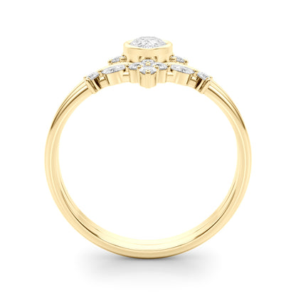 14K Yellow Gold Lab Grown Diamond Chevron With Pear Shape Center With 0.22 TCW Diamond (Lab Grown VS-SI1, E/F/G)