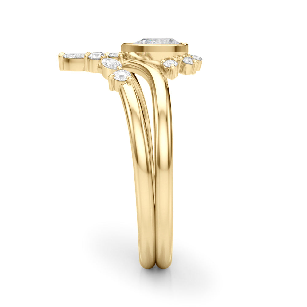 14K Yellow Gold Lab Grown Diamond Chevron With Pear Shape Center With 0.22 TCW Diamond (Lab Grown VS-SI1, E/F/G)