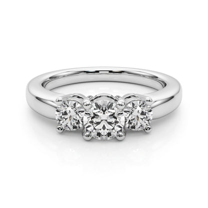 14K White Gold Lab Grown Diamond 3 Stone Engagement Ring Round With 1 TCW Diamond (Lab Grown VS-SI1, E/F/G)