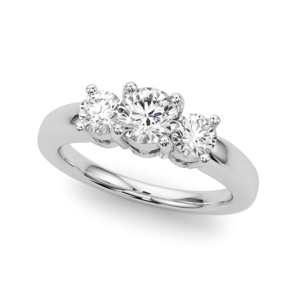 14K White Gold Lab Grown Diamond 3 Stone Engagement Ring Round With 1 TCW Diamond (Lab Grown VS-SI1, E/F/G)