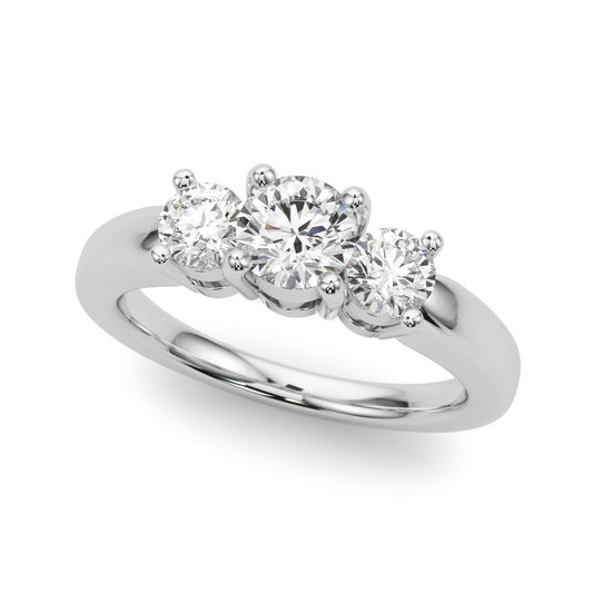 14K White Gold Lab Grown Diamond 3 Stone Engagement Ring Round With 1 TCW Diamond (Lab Grown VS-SI1, E/F/G)