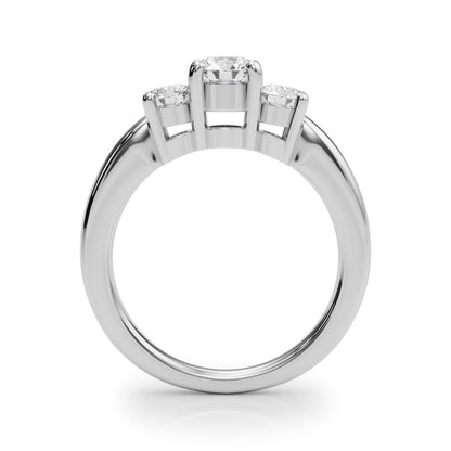 14K White Gold Lab Grown Diamond 3 Stone Engagement Ring Round With 2 TCW Diamond (Lab Grown VS-SI1, E/F/G)