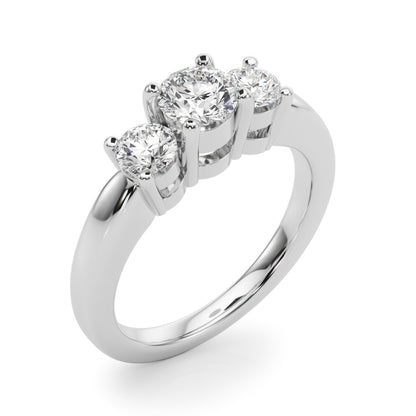 14K White Gold Lab Grown Diamond 3 Stone Engagement Ring Round With 2 TCW Diamond (Lab Grown VS-SI1, E/F/G)
