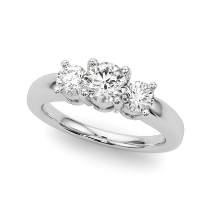 14K White Gold Lab Grown Diamond 3 Stone Engagement Ring Round With 2 TCW Diamond (Lab Grown VS-SI1, E/F/G)