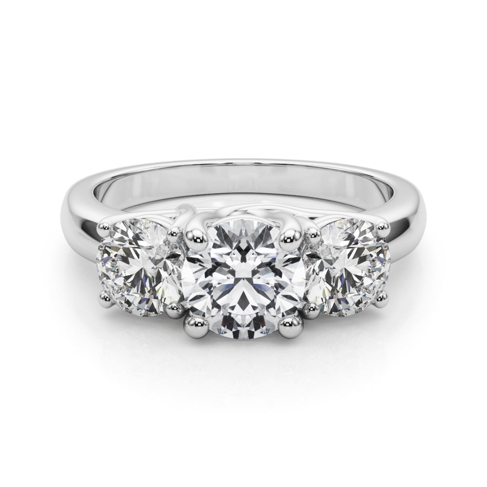 14K White Gold Lab Grown Diamond 3 Stone Engagement Ring Round With 1.74 TCW Diamond (Lab Grown VS-SI1, E/F/G)