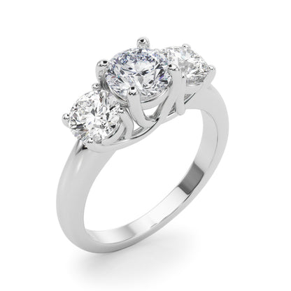 14K White Gold Lab Grown Diamond 3 Stone Engagement Ring Round With 1.74 TCW Diamond (Lab Grown VS-SI1, E/F/G)